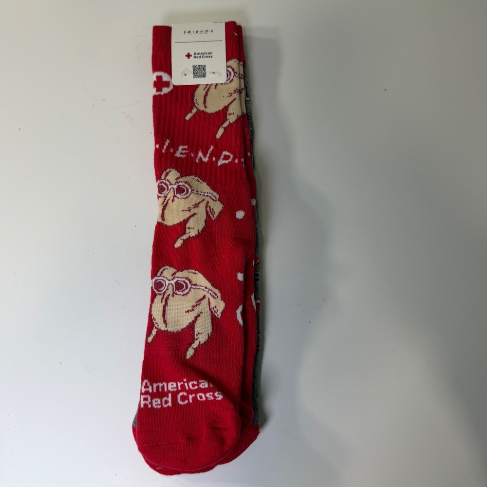 Friends TV‎ Show American Red Cross Socks 2 Pair Pack Turkey Grey Red Bioworld